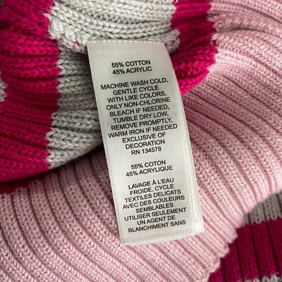 Vineyard Vines Sweater Large Striped Boatneck Gray Pink Cotton Blend NWT FS-1193 - Picture 9 of 10